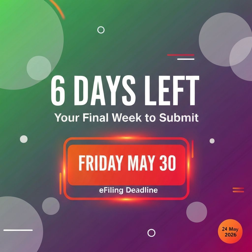 Countdown showing 6 days left until Friday May 30th eFiling VAT201 deadline